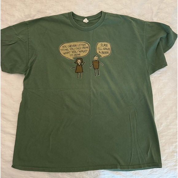 T Shirt you never listen to me. Size XL. Green - Picture 2 of 4